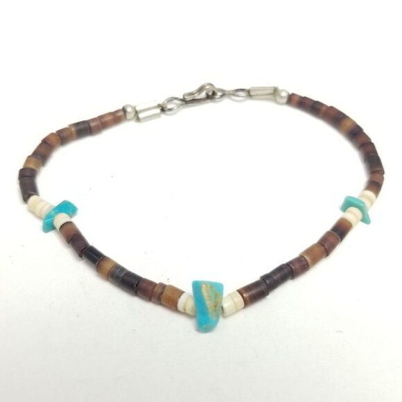 Vintage Boho Style Beaded Bracelet, Earth Tones, Natural Beads, Estate - Picture 2 of 6